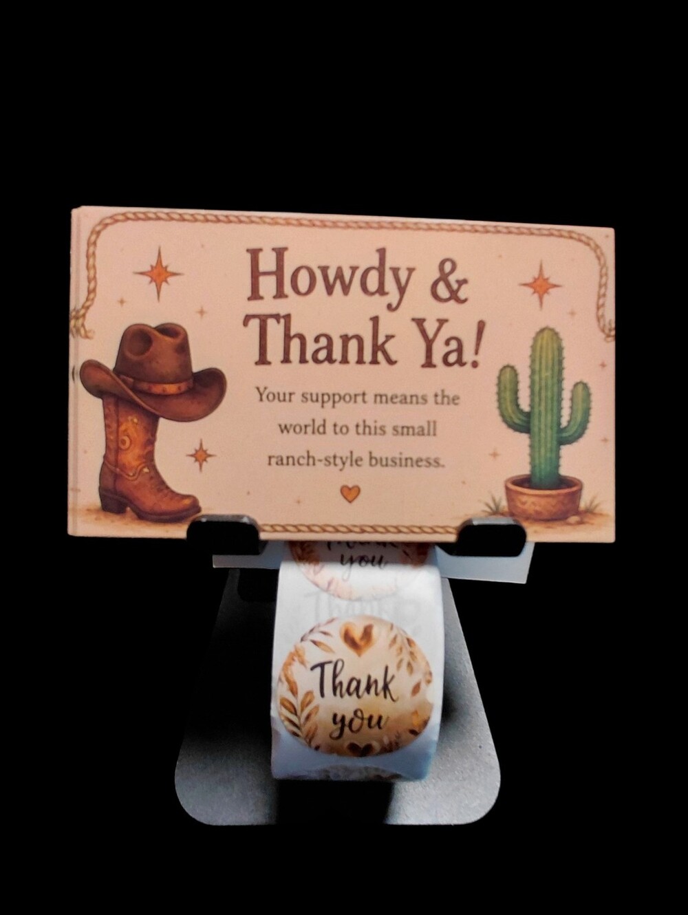 550ct. Howdy & Thank Ya! Rustic Western-Style Thank You Card 3 Random Polymailer - Picture 7 of 7